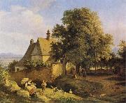 Adrian Ludwig Richter Church at Graupen in Bohemia oil painting picture wholesale